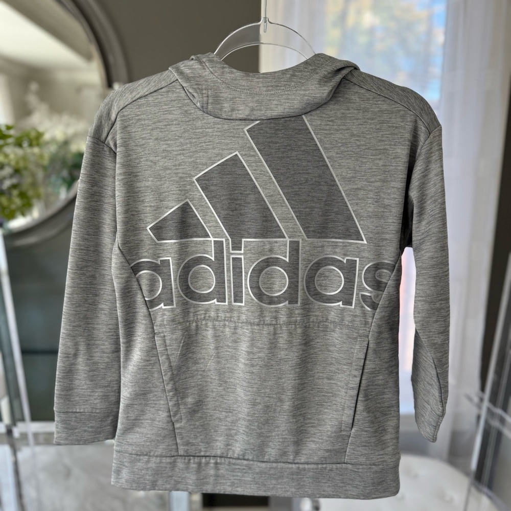 Adidas Kids Youth Heather Gray Logo Fleece Hoodie